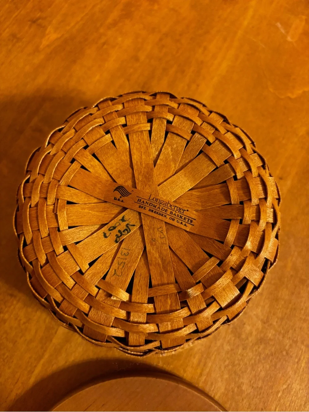 Longaberger Round Wood Basket with Lid